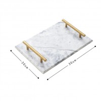 Hot selling gift set marble serving tray with handle customized serving tray with gold handle marble tray serving gift