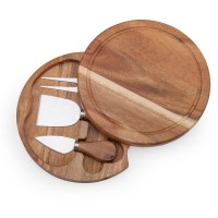 Wholesale Round Acacia Wood Cheese Cutting Board Set with 3 Piece Cheese Tool Appetizer Serving Tray