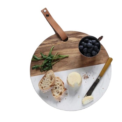 Marble Cheese Board, Marble and Wood Cutting Board Set For Kitchen Gift