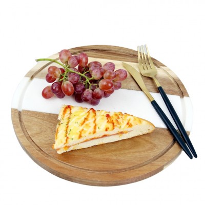 Wholesale creative white marble and wood cheese cutting board for kitchenware