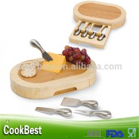 Cookbest stainless steel cheese knife set with wooden cheese board