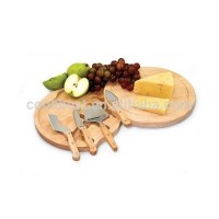 Cookbest cheese knife set cheese knives set with round wood board cheese cutting board set